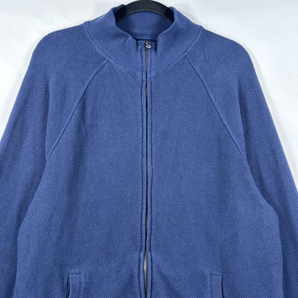 J.Crew Blue Full-Zip Cotton Textured Mock Neck Jacket Size L - Picture 3 of 8
